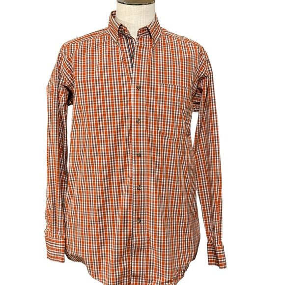 Ariat Pro Series Shirt - Size Medium - Orange Plaid - Long Sleeve Button Up - Picture 2 of 14